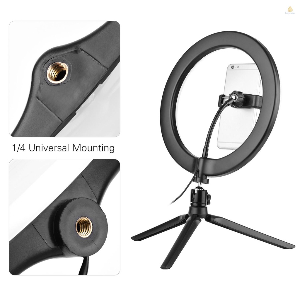 Bộ Dụng Cụ Chụp Ảnh Andoer Với Giá Đỡ Ba Chân Đầu Bóng LED 10inch Kèm Giá Đỡ Điện Thoại