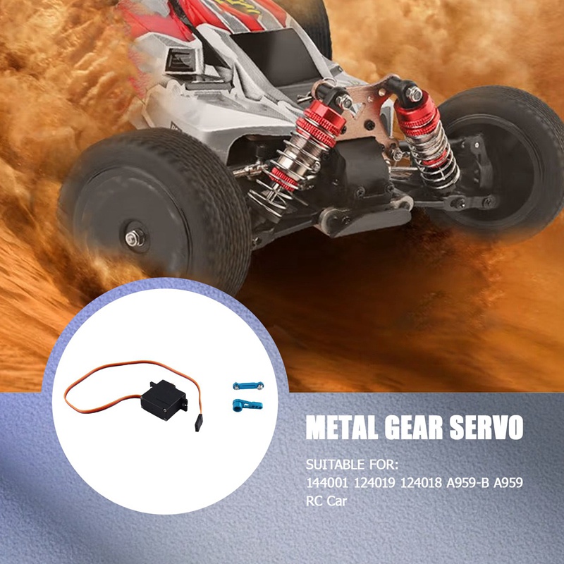 Động Cơ Servo Ba Dây Bằng Kim Loại Kèm Thanh Servo Dành Cho Wltoys 144001 124019 124018 Phụ Tùng Nâng Cấp Cho Xe Hơi Điều Khiển Từ Xa A959-B A9