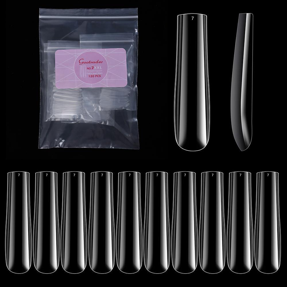 Túi 120 Móng Tay Giả Đầu Vuông Trong Suốt / Nhám Ốp