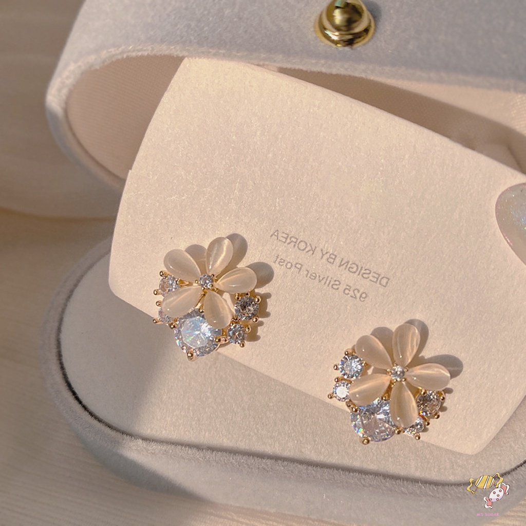 YADORNOS Khuyên Tai Hình Bông Hoa Đính Đá Pha Lê Phong Cách Hàn Quốc Dễ Phối Đồ