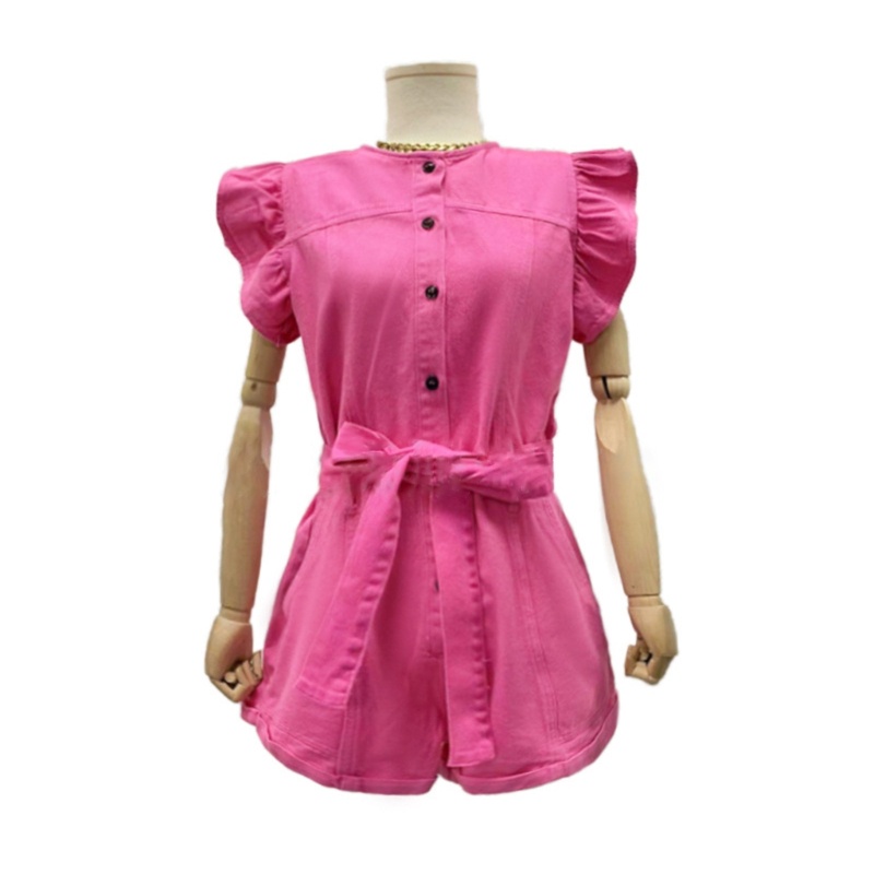 Bộ Áo Liền Quần Ngắn Tay Cài Nút Thời Trang Mùa Hè Cho Nữ