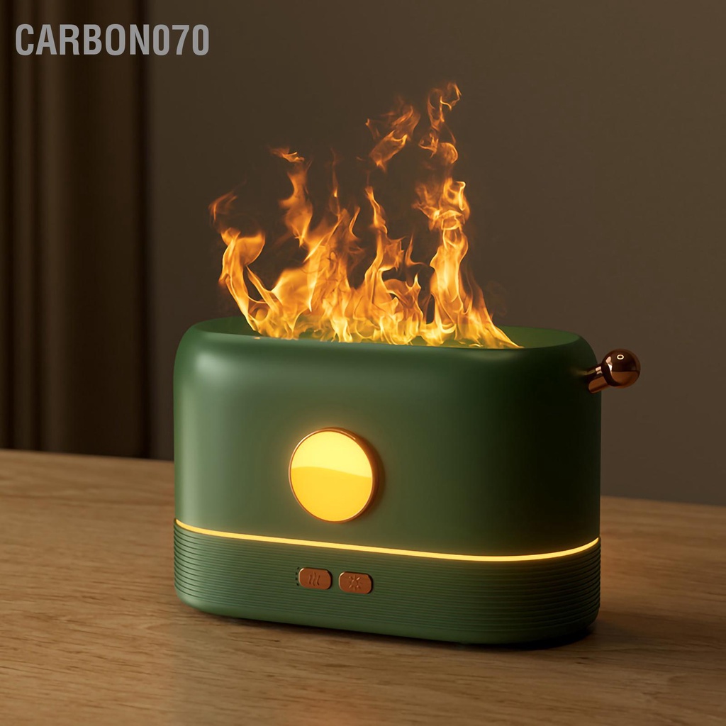 Carbon070 Máy tạo độ ẩm siêu âm ngọn lửa khuếch tán hương thơm tinh dầu với 3 màu điều chỉnh để trang trí nhà cửa