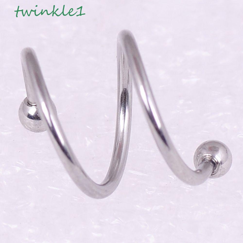 Set 2 Khuyên Mũi Thép Không Gỉ Hình Xoắn Ốc Thời Trang