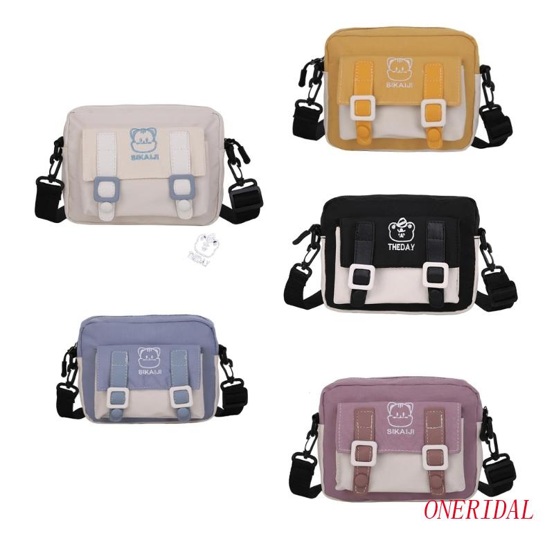 Túi Đeo Chéo Vai Bằng Nylon Họa Tiết Thêu Hình Gấu Dành Cho Nữ