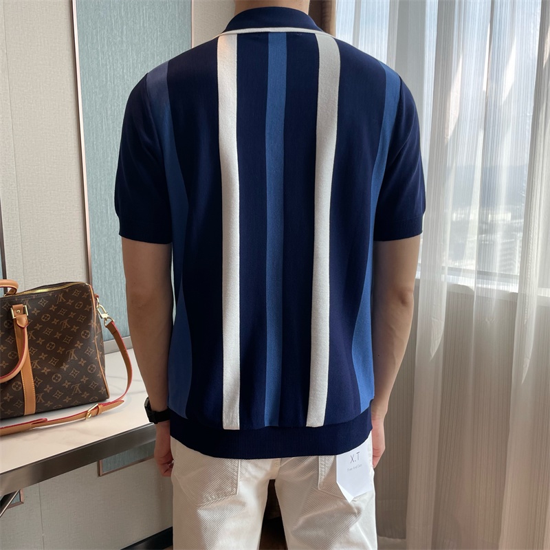 Áo Polo Dệt Kim Tay Ngắn Thoáng Khí Thời Trang Mùa Hè Cho Nam