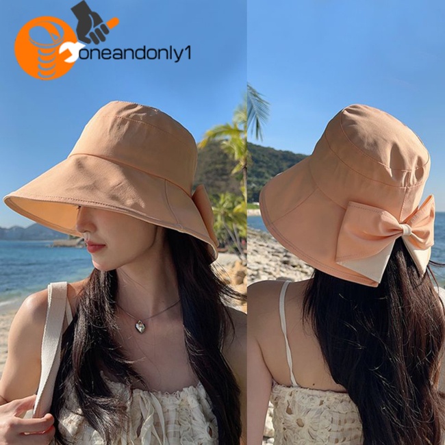 Nón Tai Bèo Vành Rộng Chống Nắng Đính Nơ Dễ Thương Thời Trang Mùa Hè Cho Nữ