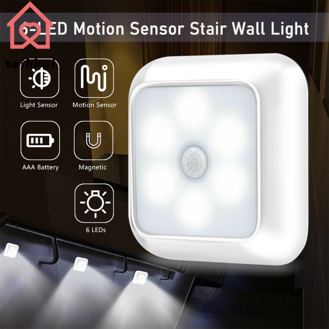 Đèn Led 6 Bóng Cảm Biến Chuyển Động Không Dây Góc 120 Độ Chạy Bằng Pin Dùng Cho Tủ Quần Áo / Cầu Thang