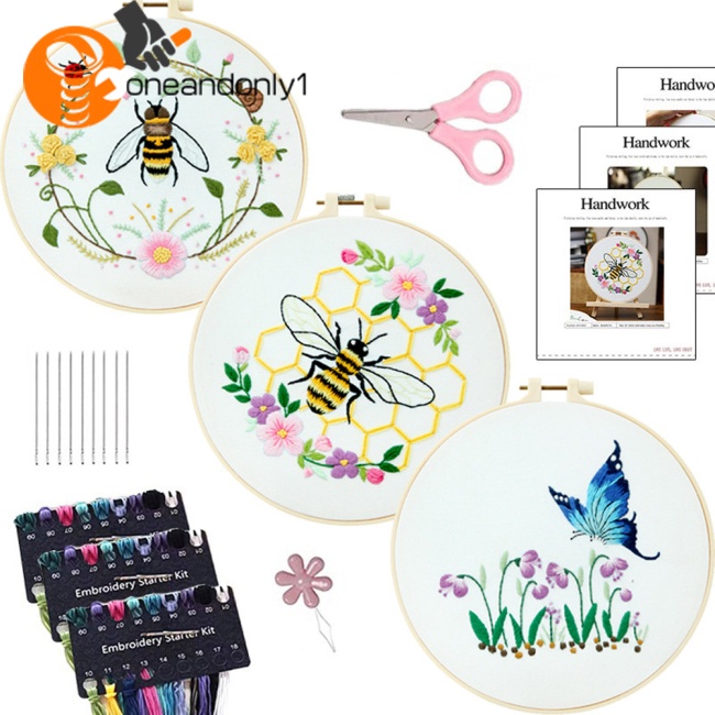 Bộ Tranh Thêu Chữ Thập Tự Làm Hình Chú Ong Và Hoa Dễ Thương