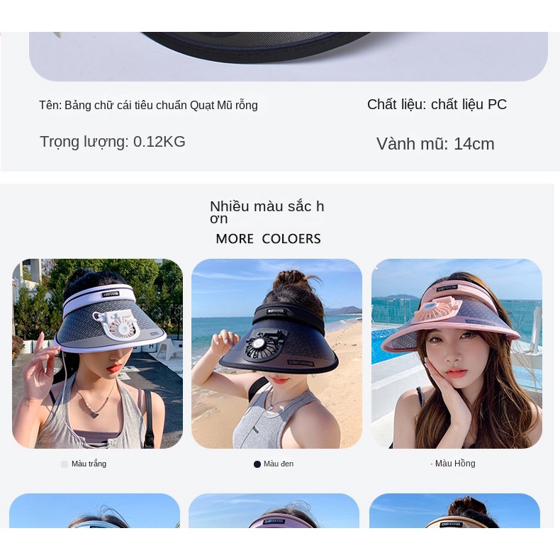 Mũ Rộng Vành Chống Nắng Thiết Kế Mới Có Quạt Sạc USB Cao Cấp Thời Trang Mùa Hè Cho Nữ