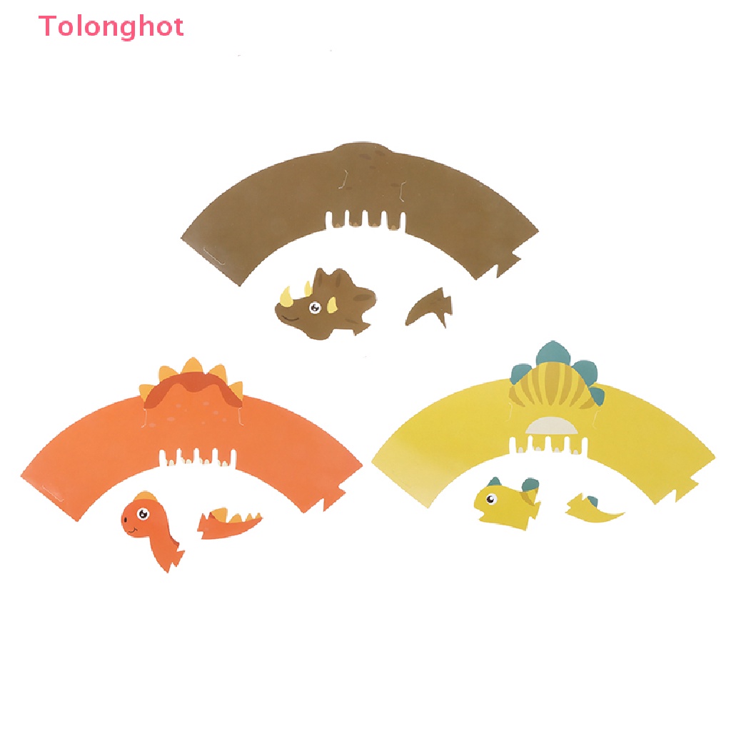 Set 10 Giấy Gói Bánh Cupcake Hình Khủng Long DIY