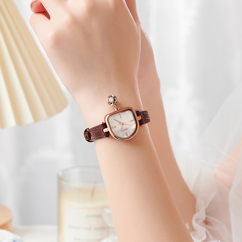 Đồng Hồ Quartz Julius Mặt Oval Đính Đá Chống Thấm Nước Gắn Dây Đeo Thời Trang Mùa Hè 1394