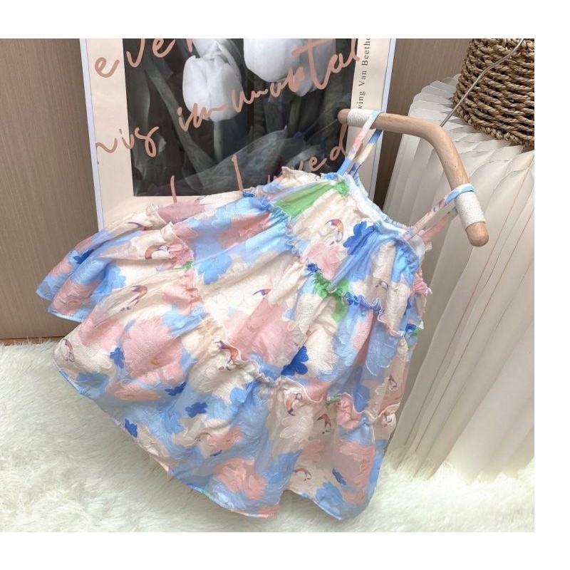 Đầm Công Chúa Hai Dây In Hoa Thời Trang Mùa Hè 2023 Cho Bé Gái