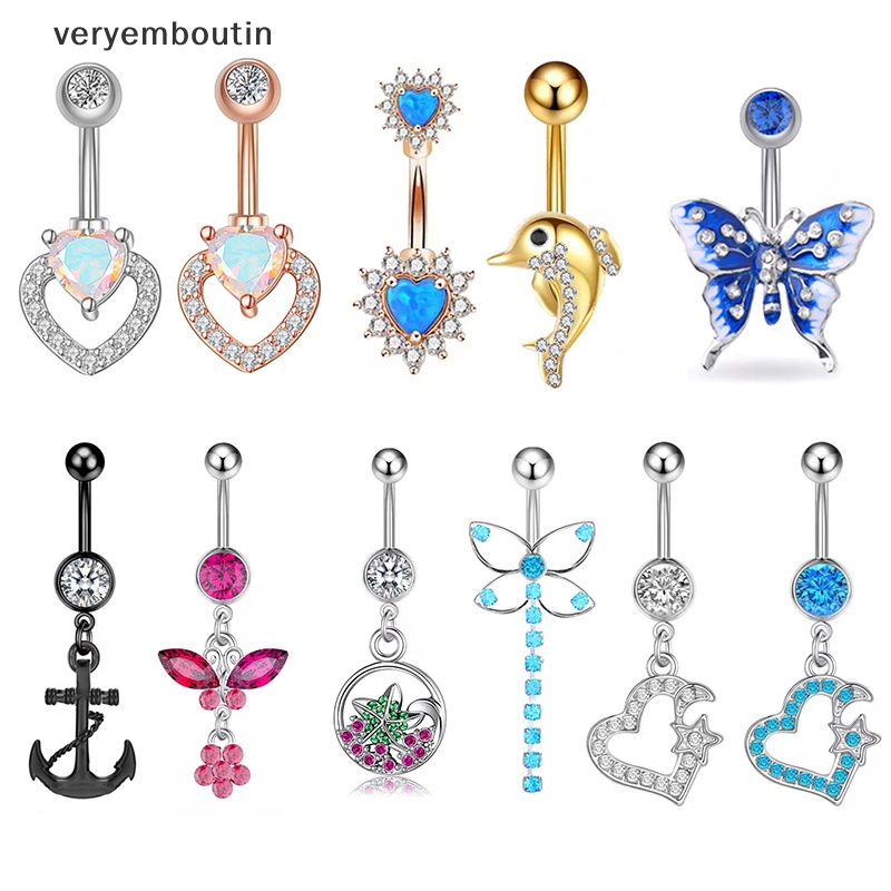 Khuyên RốN HìNh Tim ĐíNh Đá Xinh XắN