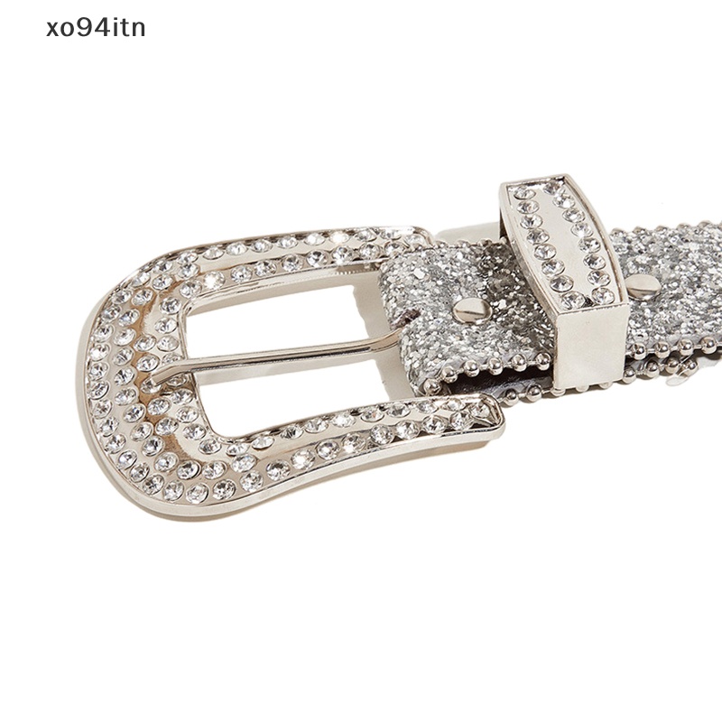 Thắt Lưng Da PU Đính Đá Lấp Lánh Phong Cách Cao Bồi Y2K