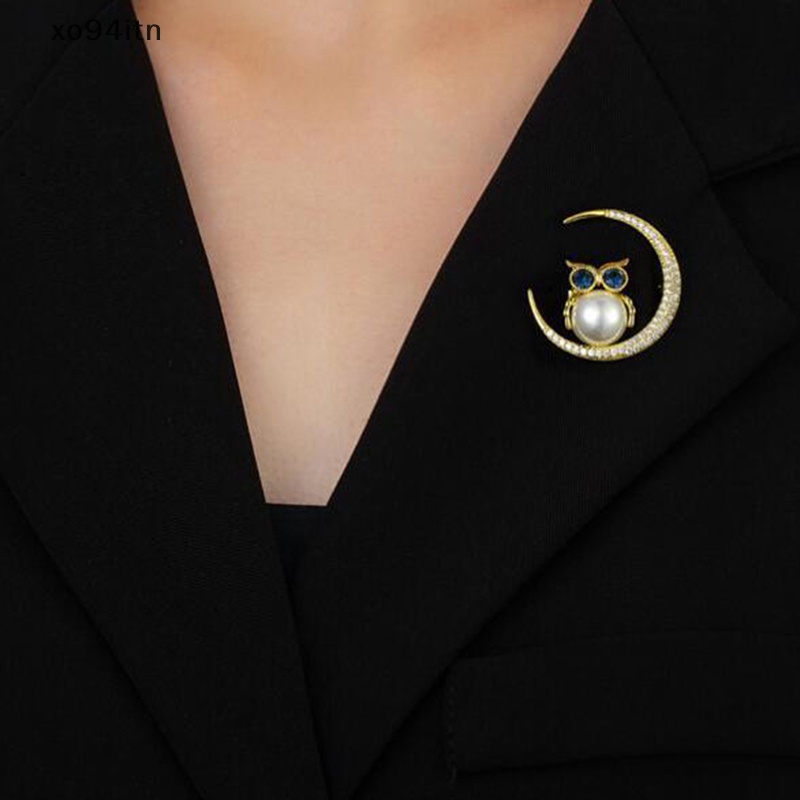 Ghim Cài Áo Hình Cú Mèo Mặt Trăng Nhỏ Xinh Thời Trang Dễ Phối Đồ