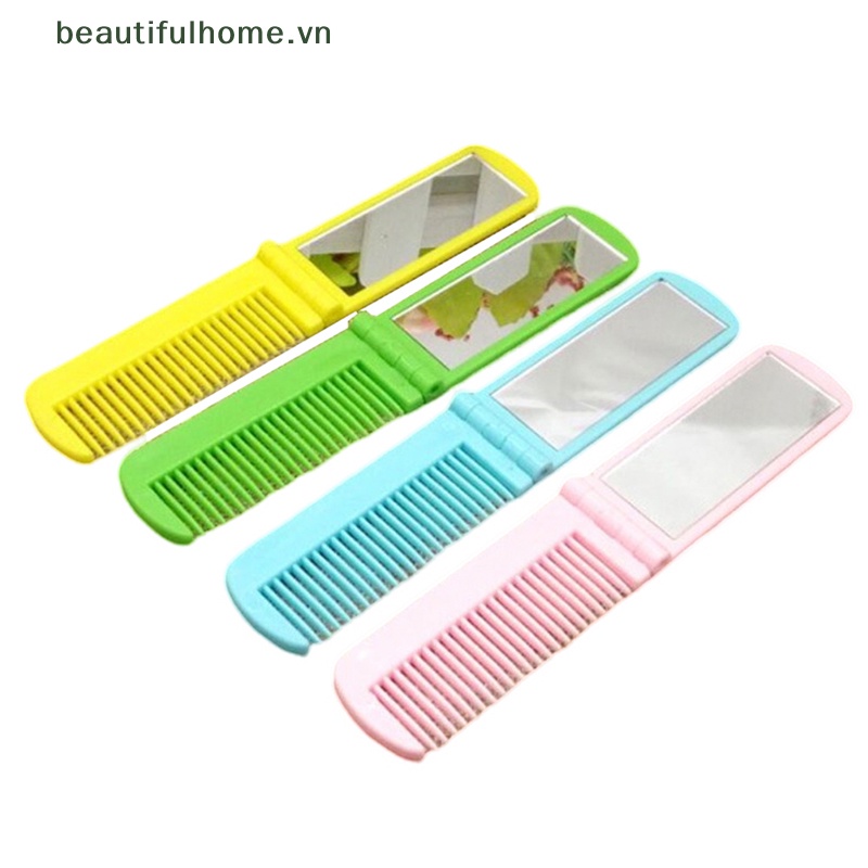 1 Lược Gấp Gọn Có Gương Trang Điểm Tiện Dụng Khi Đi Du Lịch