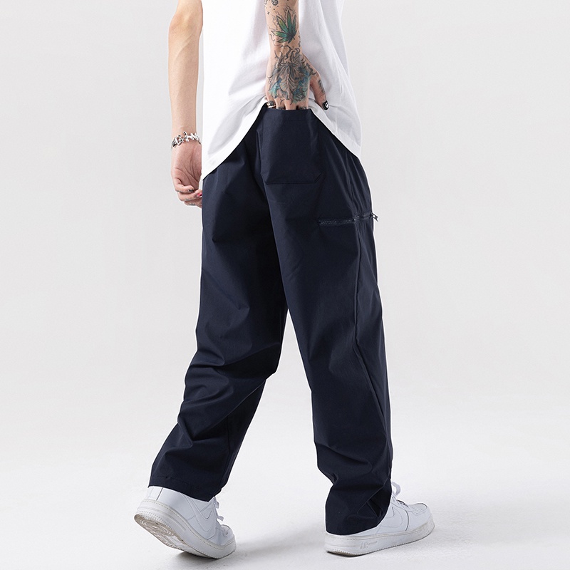 Quần Dài Ống Rộng Có Khóa Kéo Phong Cách Retro Thời Trang Mùa Hè Dành Cho Nam