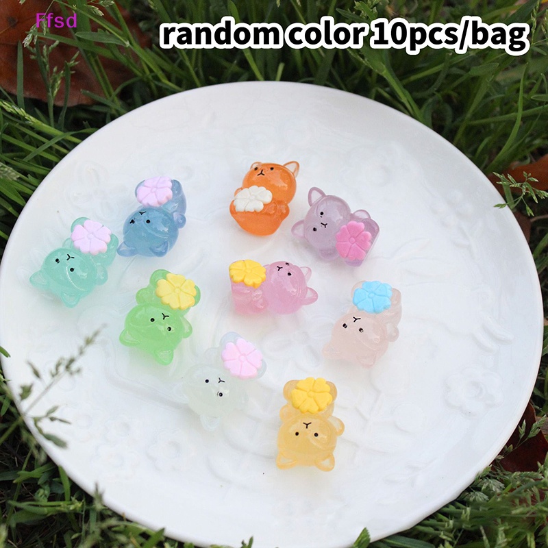 {Ffsd} Bộ 10 Tượng Vịt / Cáo Dạ Quang Mini Bằng Nhựa Resin Trang Trí Tiệc Giáng Sinh / Sinh Nhật