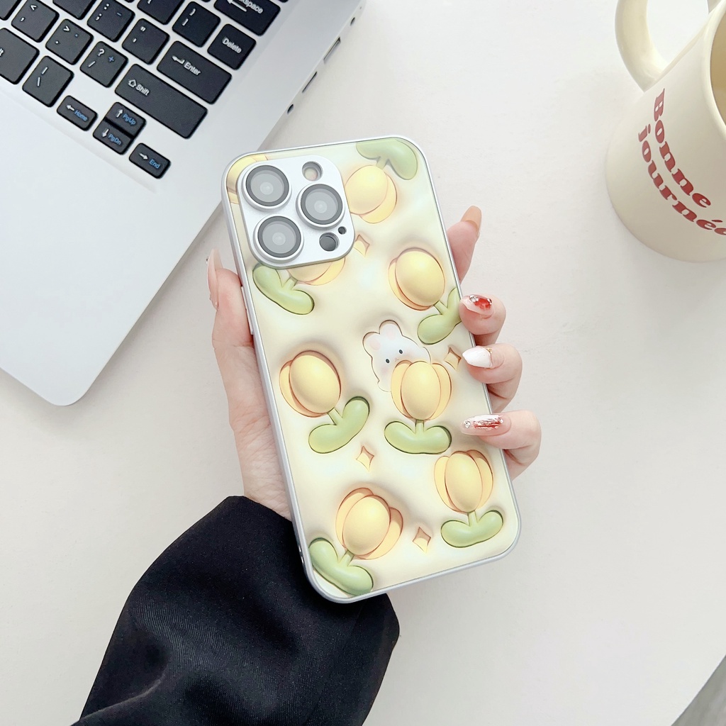 Ốp Điện Thoại Mặt Kính Viền Silicon Dẻo Chống Sốc Cho iPhone 11 12 13 14 PRO MAX XR XS 7 8 Plus