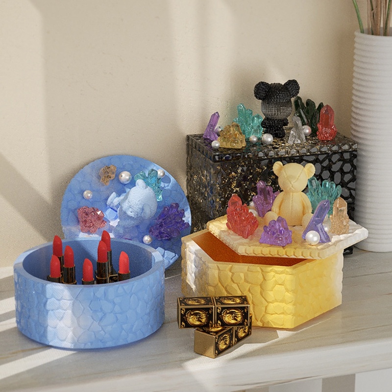 Khuôn Nhựa Hình Oval / Tròn / Chữ Nhật Xếp Chồng Đựng Trang Sức Tiện Dụng