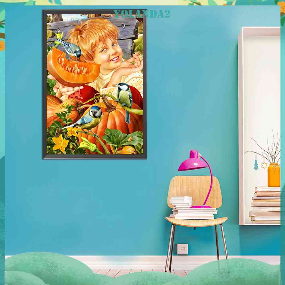 Tranh Đính Đá Kim Cương Toàn Bộ 5D DIY Hình Vẽ Bí Ngô