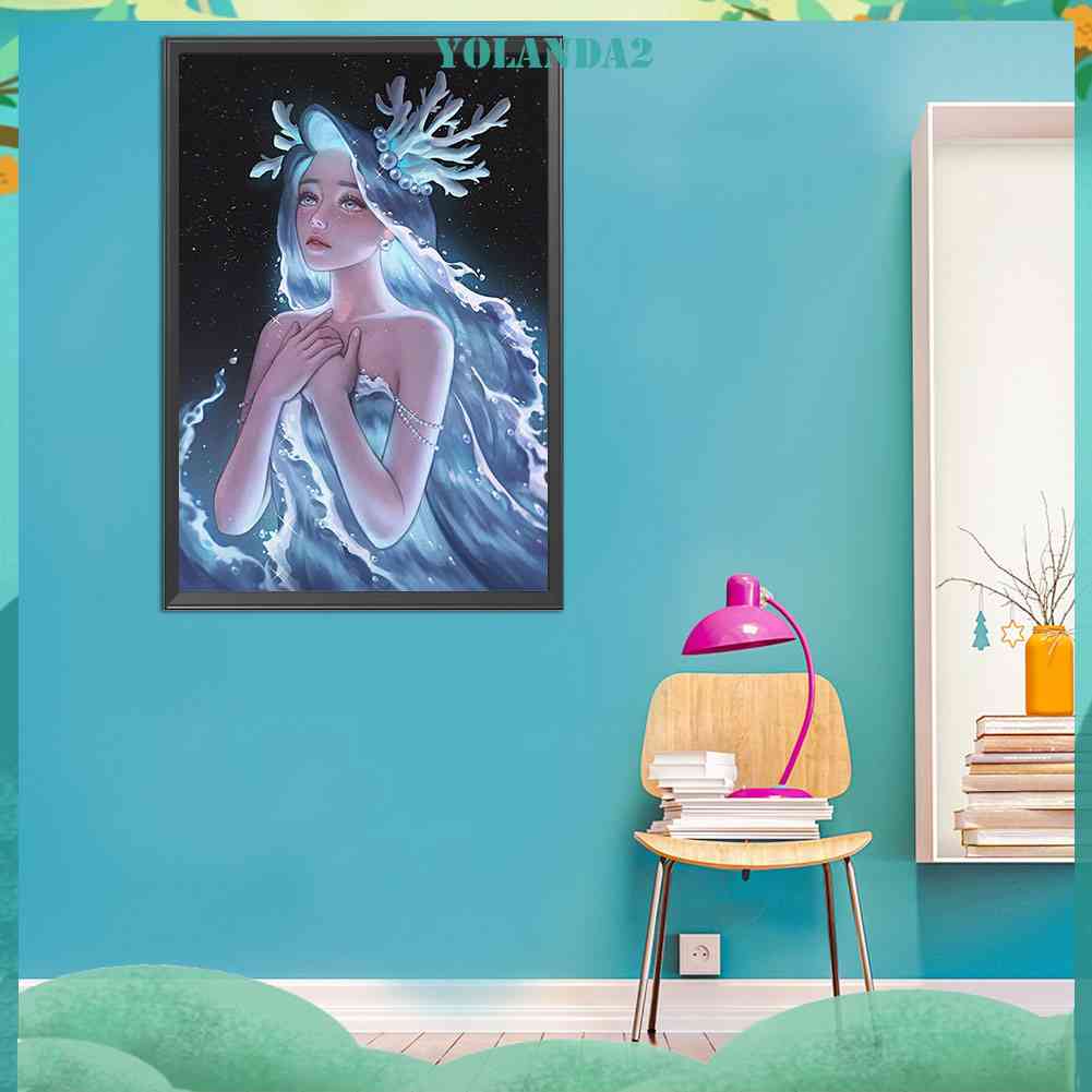 Tranh Đính Đá Kim Cương Toàn Bộ Hình Vẽ Cô Gái Anime Trang Trí Tường DIY