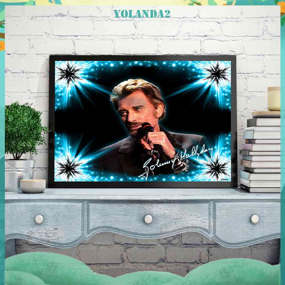 Tranh Đính Đá Kim Cương Toàn Bộ 5D DIY Hình Johnny Halliday