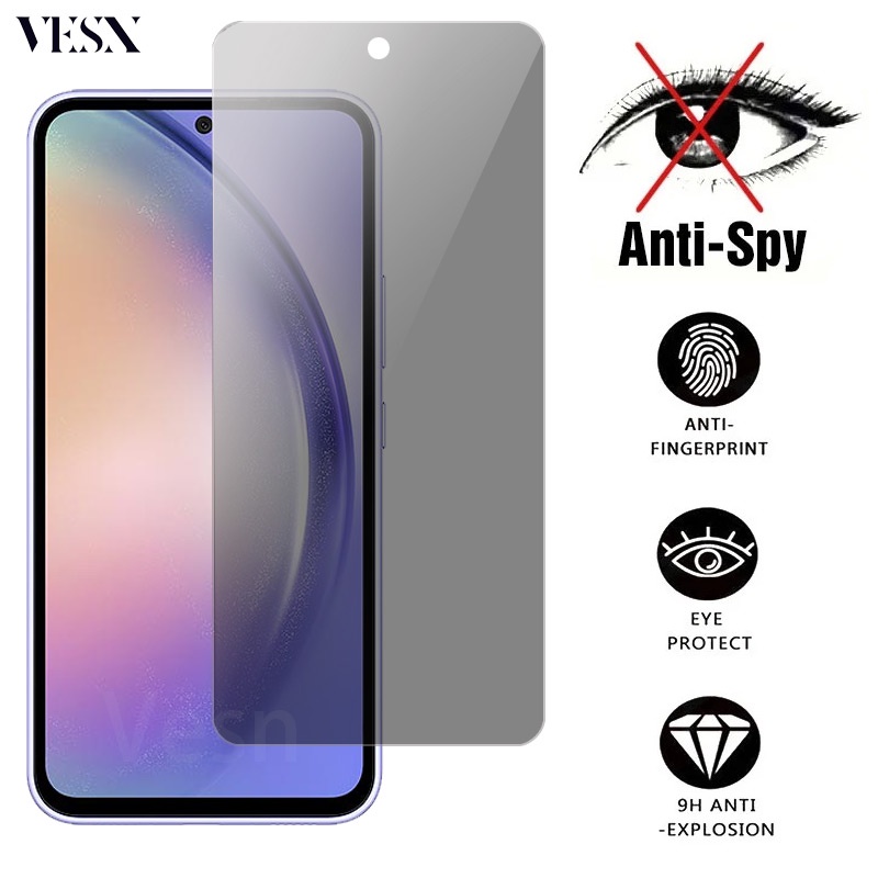 Kính cường lực chống nhìn trộm chống vân tay cho Samsung ss Galaxy S23 FE A05 A05s A04 A04s A04e A14 A24 A34 A54 A74 A03 A03s A13 A23 A33 A53 A73 M14 5G 4G 2023