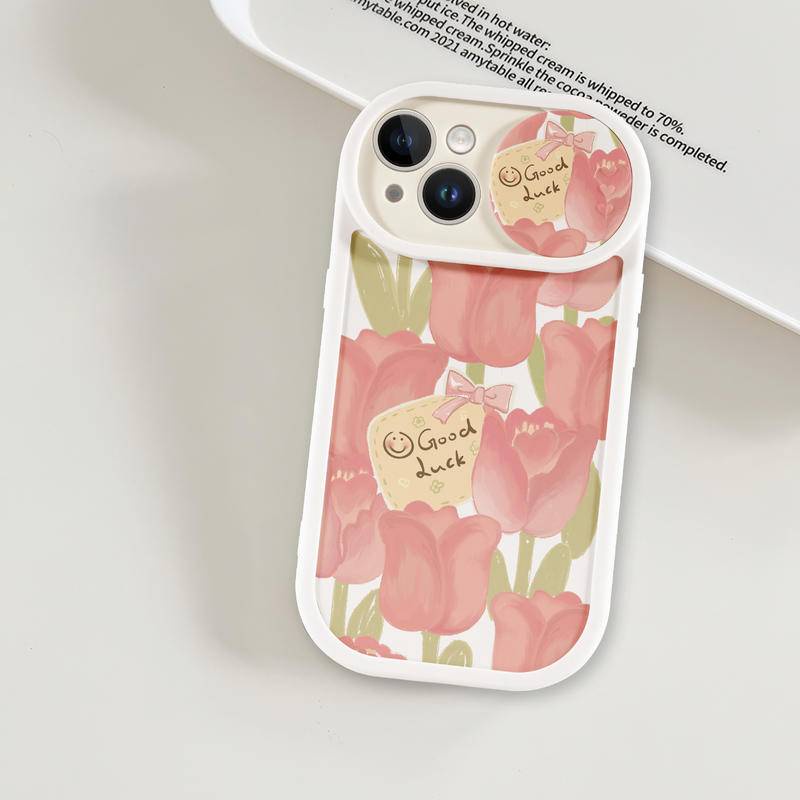 Ốp trượt cam hoa tulip iPhone 14 XR 13 11 12 Pro Max 8 7 6 6S Plus X Xs Max Se 2020 13 12 11 Ốp Điện Thoại Case