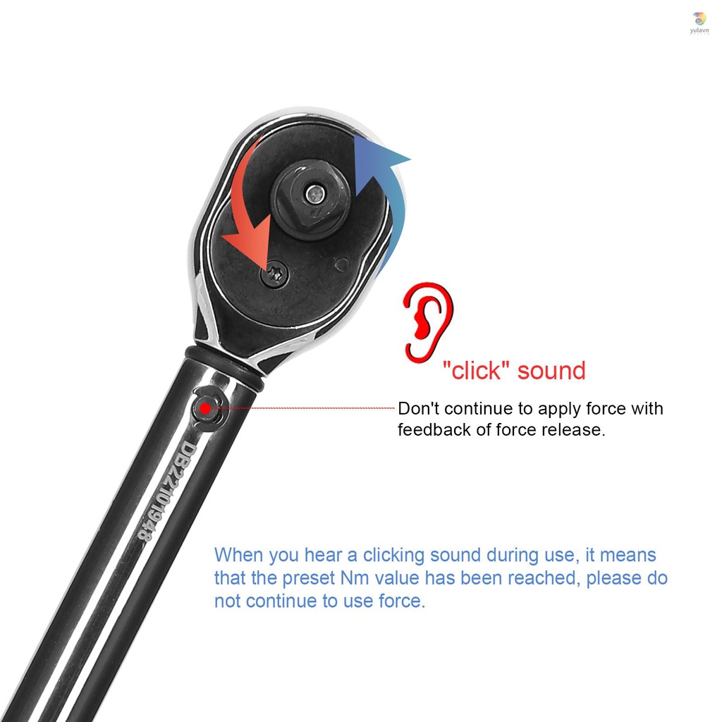 Cờ Lê Mô Men Xoắn 1 / 2 Inch 20~210Nm Bằng Thép Chrome Vanadium Độ Chính Xác Cao Kèm Hộp Đựng Cho Sửa Chữa Xe Đạp