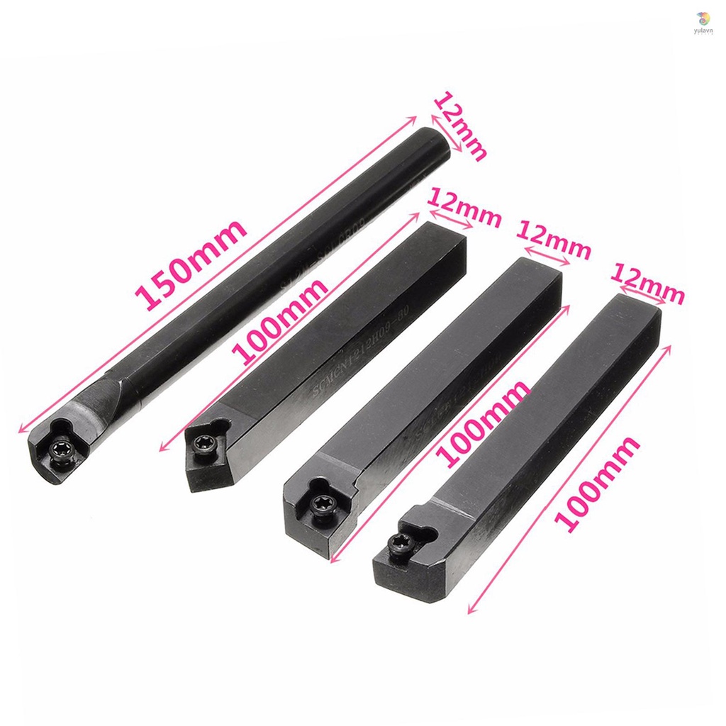 Bộ 4 Thanh Trục Giá Đỡ S12MSCLCR09 + SCLCR1212H09 + SCLCL1212H09 + SCMCN1212H09 12MM + 10 Miếng Chèn Và 4 Chìa Vặn Đai Ốc