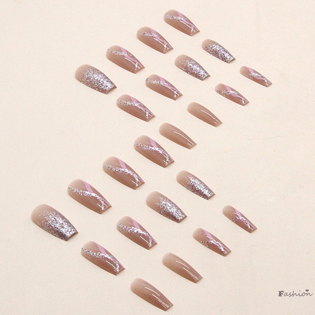 Móng Tay Giả Hiệu Ứng Hình Thang Màu Hồng Bóng Lâu Trôi Với Chế Độ Dày