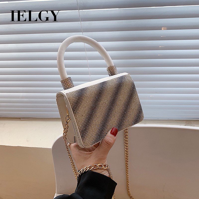 Túi Đeo Vai Hình Vuông Nhỏ Màu gradient Đính Kim Cương Giả Phong Cách Hàn Quốc Cho Nữ