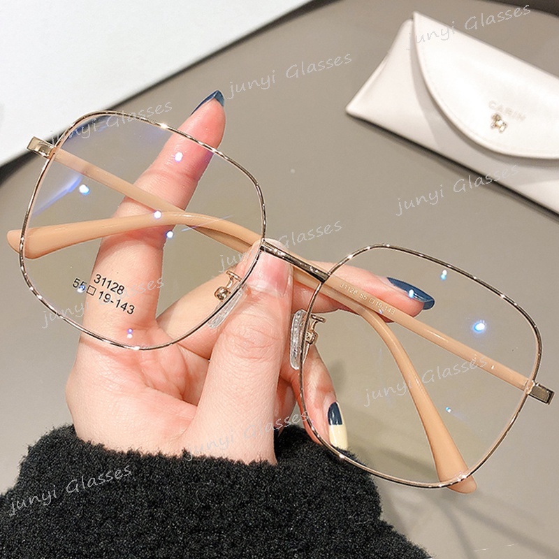 Kính Mát Gọng Vuông Lớn Chống Tia UV Ánh Sáng Xanh Chống Bức Xạ Bằng Kim Loại Cho Nam Và Nữ