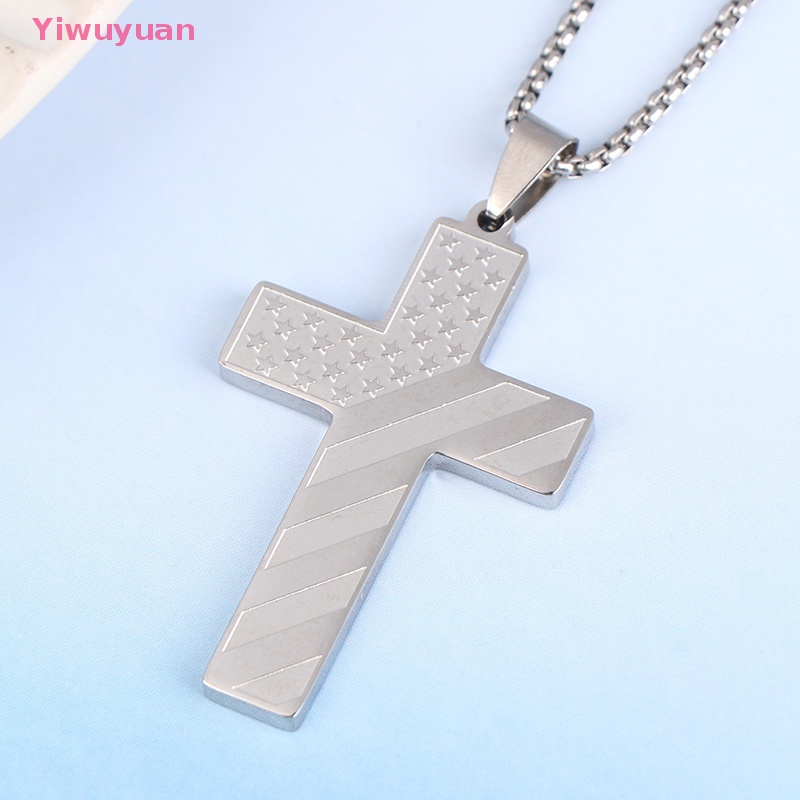 < Yiwuyuan > Vòng cổ Tưởng Niệm Thánh Giá Bằng Thép Không Gỉ Bóng Mới