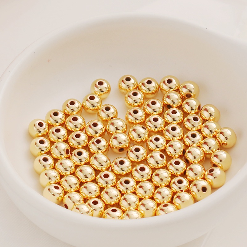 Bộ 50 Hạt Xâu Chuỗi Vàng 14k Kích Thước 6 * 5mm Dùng Để Làm Đồ Trang Sức Thủ Công