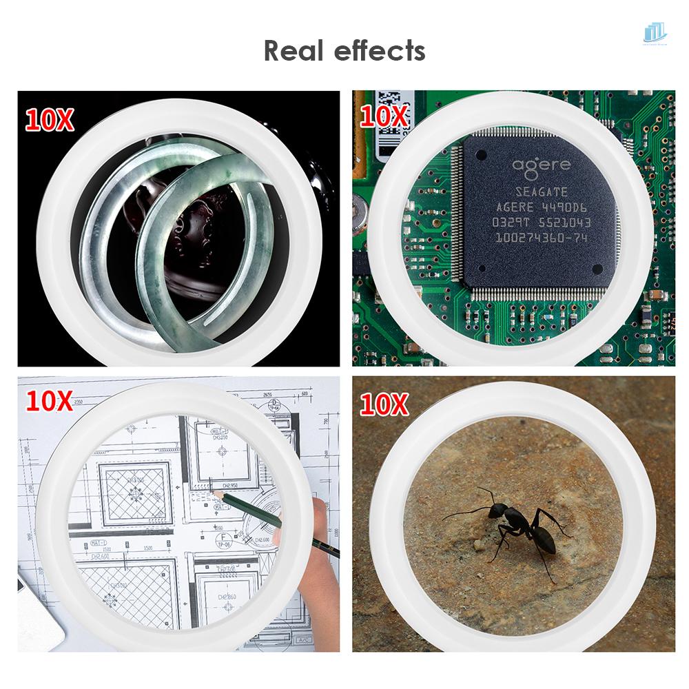 Kính Lúp Cầm Tay 10X Đường Kính Lớn 88mm Có Đèn LED Ấm Áp