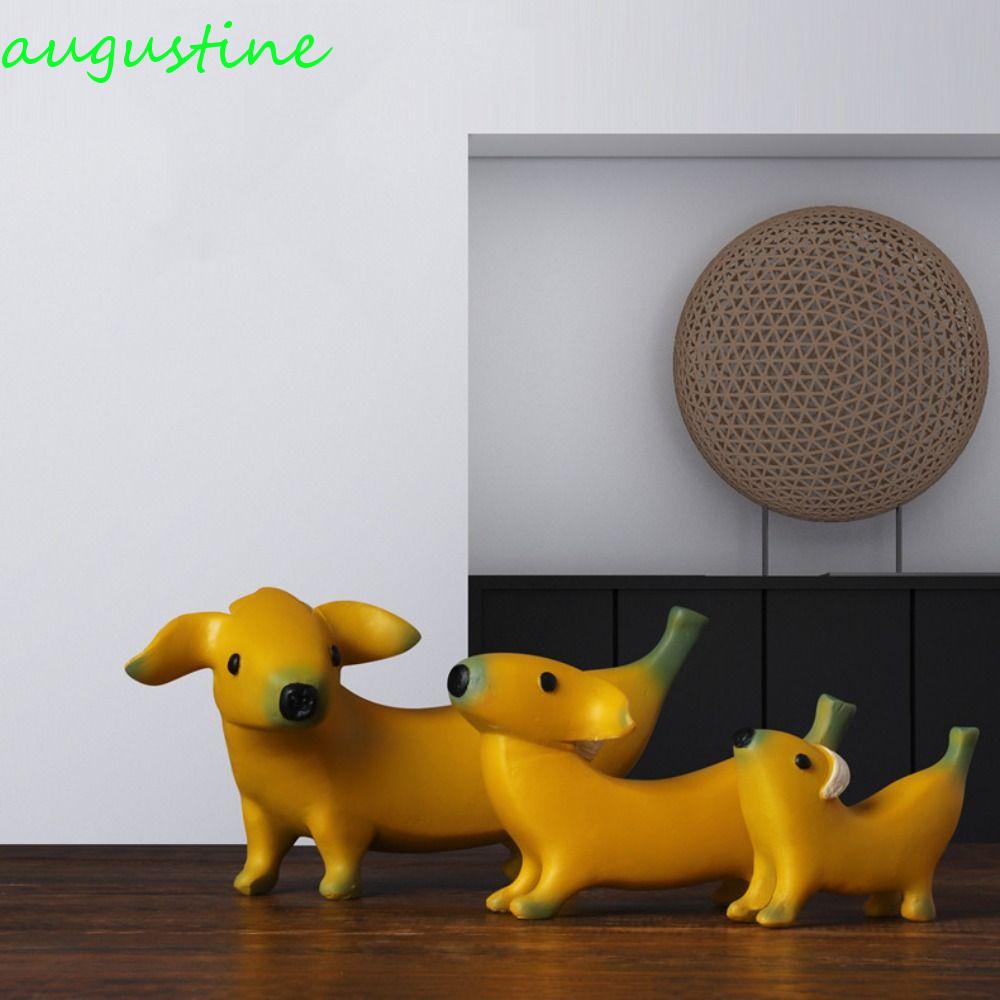 Mô Hình Chú Chó Ăn Chuối Bằng Nhựa Resin Dễ Thương Dùng Trang Trí Bàn