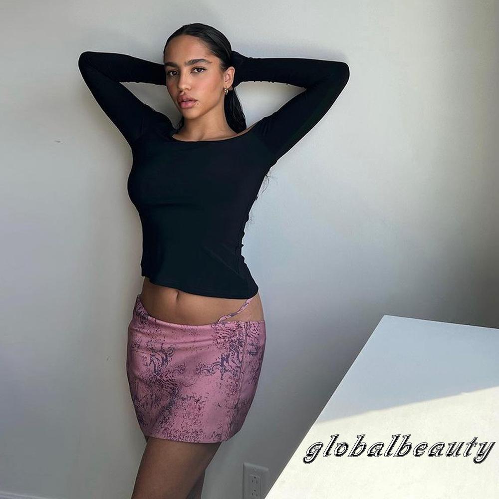 Áo Croptop Trễ Vai Tay Dài Màu Trơn Thời Trang Xuân Thu Dành Cho Nữ