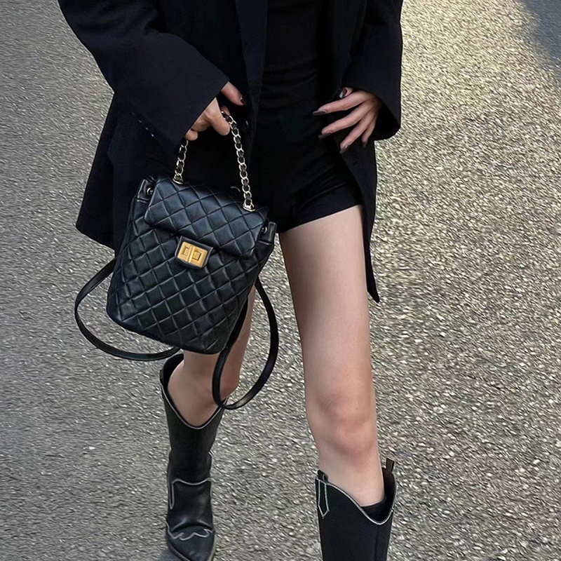 Ba Lô Du Lịch Sức Chứa Lớn Có Dây Xích Hình Thoi Thời Trang Cho Nữ