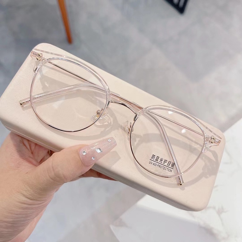 JIUERBA Mắt Kính Chống Bức Xạ / Ánh Sáng Xanh Nửa Gọng Tròn Thời Trang Vintage Cho Nam Và Nữ