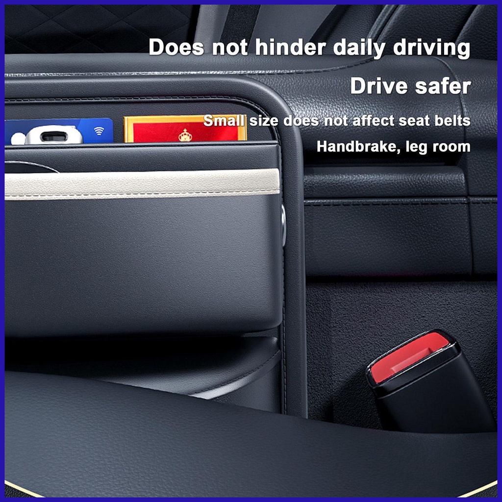 Hộp Da PU Đựng Vật Dụng Sắp Xếp Gọn Gàng Chống Rơi Có Lỗ Sạc Cho Xe Hơi