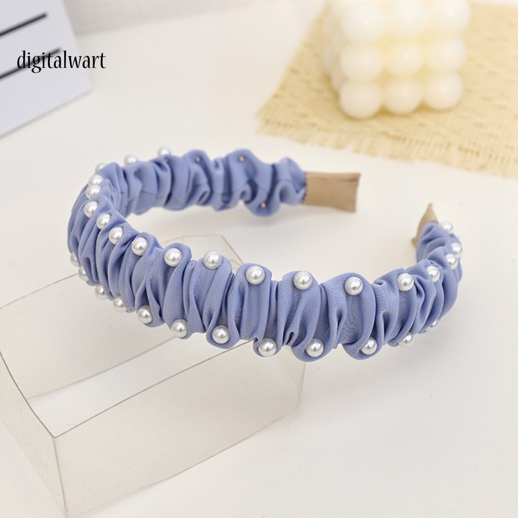 Kỹ Thuật Số| Băng Đô Bản Rộng Đính Ngọc Trai Nhân Tạo Chống Trượt Thời Trang Cho Nữ