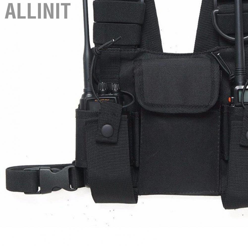 Allinit Walkie Talkie Chest Pocket  Side Buckle Durable Large Capacity Wear Resistant Adjustable Length Widen Shoulder Straps Rig Bag for Outdoor