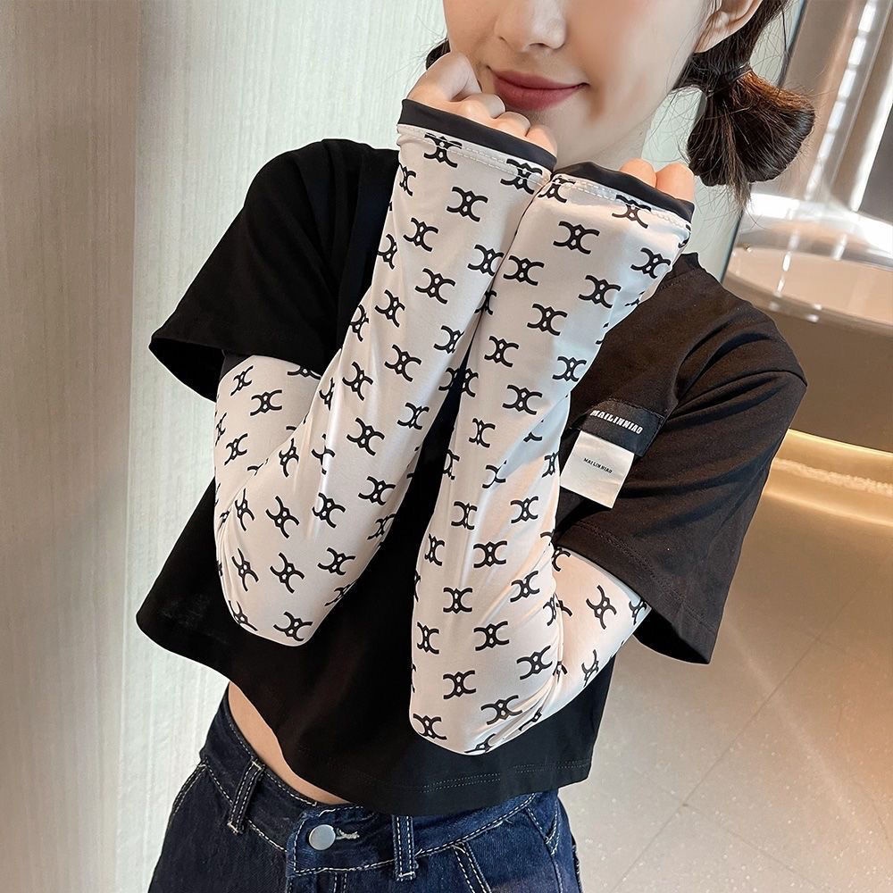 Ống Tay Áo Chống Nắng Bằng Lụa Lạnh Dáng Rộng Phong Cách Chanel Cho Nữ Lái Xe Ngoài Trời
