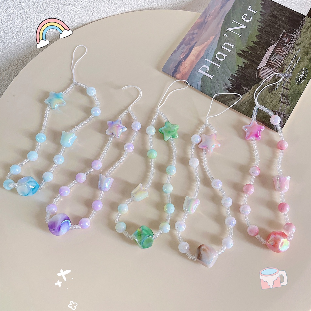 Dây Đeo Điện Thoại / airpods Bằng acrylic Hình Ngôi Sao Hoạt Hình Dễ Thương DIY