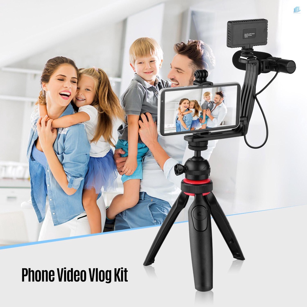 Bộ Dụng Cụ Vlog Với Giá Đỡ Ba Chân Đầu Bi Và Đèn LED Kèm 3 Đầu Khuếch Tán Điều Khiển Cho Điện Thoại Thông Minh / Máy Quay Hành Động