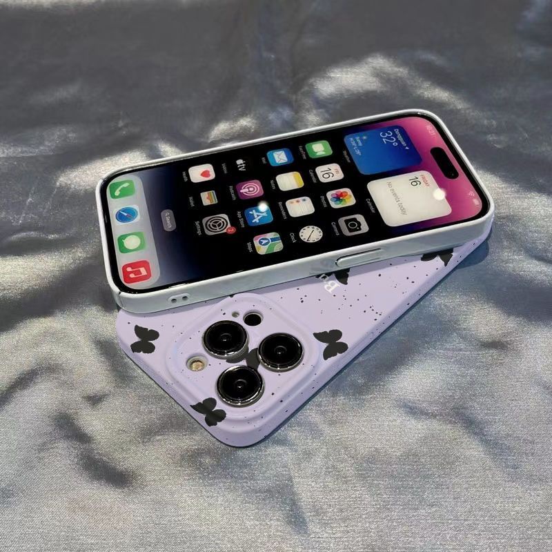 Ốp Điện Thoại Cứng Họa Tiết Bướm Đen / Phim Dán Cho Iphone xs Max13 / Niche max11 8p 1214pro XHGN