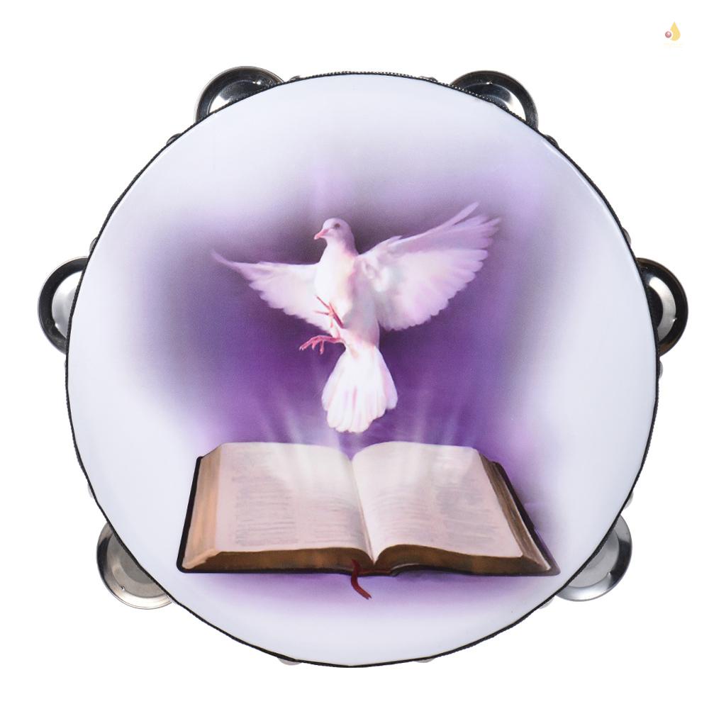 Chuông Tambourine Cầm Tay Bằng Gỗ Hai Hàng Cỡ 8 Inch Dành Cho Trẻ Em