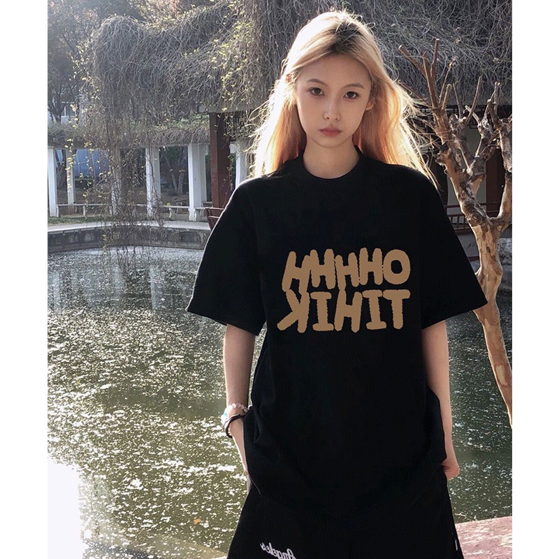 Áo thun SUXI tay ngắn dáng rộng in chữ đơn giản thời trang mùa hè cho nữ